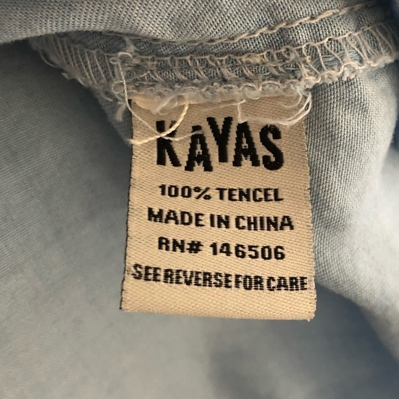 KAYAS DESIGN Shirt Women's Size Small Blue Chambray 100% Tencel Button Up Tunic - Picture 8 of 12